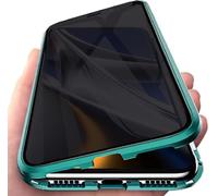 Sewutoyu Anti-Espion Compatible avec Honor 200 Coque, 360 Degrés Métal Bumper Protection Housses Adsorption Magnétique Étui avec Objectif Caméra Arrière Cover,Film Verre Trempé Confidentialité,Vert