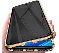 Sewutoyu Anti-Espion pour Samsung Galaxy S24 Ultra Coque, 360 Degrés Métal Bumper Protection Housses Adsorption Magnétique Étui avec Objectif Caméra Arrière Cover,Film Verre Trempé Confidentialité,Or