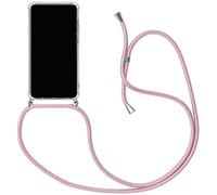Sewutoyu Coque Collier pour Oppo A57s 4G / Oppo A57 4G, Housse pour Smartphone à Porter au Cou - Étui à bandoulière Cordon - Lanyard Case Protection Complète, Étui en Silicone Transparent, Rose