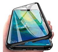 Sewutoyu Coque pour Magnétique Compatible avec OnePlus 10 Pro, Housse avec Adsorption Magnétique Métal Bumper Protection,Étui de Protection Complète du Corps,Transparent Verre Trempé Case Cover,Noir