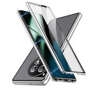 Sewutoyu Coque pour Magnétique Compatible avec OnePlus 12, Housse avec Adsorption Magnétique Métal Bumper Protection,Étui de Protection Complète du Corps,Transparent Verre Trempé Case Cover,Bleu