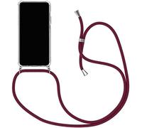 Sewutoyu Handykette kompatibel mit Samsung Galaxy A04E Hülle,Handyhülle Transparent Silikon Schutzhülle - Necklace Hülle mit Band Handy-Kette Fallschutzhülle Schnur Kette zum Umhängen Case,Dunkelrot