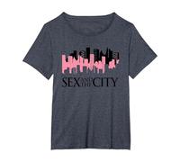 Sex and The City NY Skyline T-Shirt, Femme Grandes Tailles, Bleu Chiné, 5X