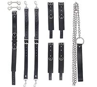 Sex Bondage BDSM Ensemble d'esclave Kits Xocity avec Menottes et Sangles pour Couples Femmes - 10 Pièces Noir