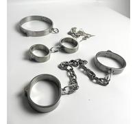 Sex Bondage BDSM Kit Acier Inoxydable Menottes&Collier Chaîne l'est | YILUQIFLY Verrouillable BDSM lourd Couples sclaves femmes hommes restraint handcuffs adulte fetisch Jeu de rôle érotique SUBS