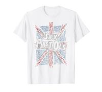 Sex Pistols Official Union Jack Words T-Shirt, Homme, Blanc, L