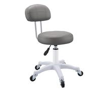 sexaoalx Small Office Desk Chair, Round Rolling Chair with Back, Armless Faux Leather Vanity Chairs with Wheels, Height Adjustable 360 Degree Swivel Computer Stool for Home Bedroom Gris foncé