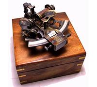 Sextant en bronze massif de 10,2 cm - avec boîte en bois - Collection navigation nautique