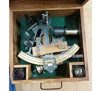 Sextant Nautique 20 cm en Laiton avec Télescope Solaire supplémentaire. Coffret en Palissandre. Complètement fonctionnel. Noir