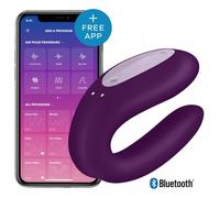Sextoys - Cockring stimulant - Stimulateur connecté Double Joy Satisfyer Mauve