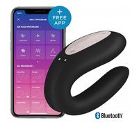 Sextoys - Cockring stimulant - Stimulateur connecté Double Joy Satisfyer Noir