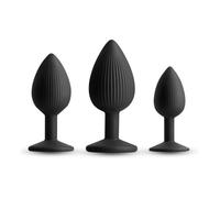 Sextoys - Gode Anal - Lot de 3 Plugs en silicone Triple Ace Noirs