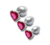 Sextoys Pour Tous Plug Anal Métallique Cœur Silver - Saphir Rose - OUCH
