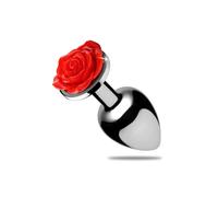 Plug Anal Métal Bijou Red Rose Medium