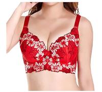 Sexy Adjustable Push Up Bra with Embroidery for Women, Blue, 10(Red,8)