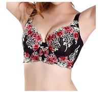 Sexy Adjustable Push Up Bra with Embroidery for Women, Gray, 10(Black,8)