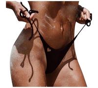 Sexy Bas de Maillot de Bain Femme avec Liens, High Cut Thong Bottom, Coupe Brésilienne String Tanga Bikini Élégant Taille Basse Bas Maillot Femme Ajustable, Séchage Rapide