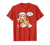 Sexy Blonde Costume Père Noël T-Shirt, Homme, Rouge, M