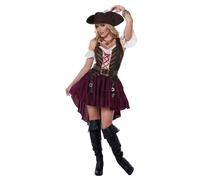Sexy Costume Swashbuckler Pirate Set, Burgundy Woman Fancy Dress XLarge