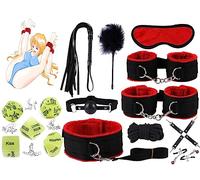 Šêxy Couple B`D`Ṧ`M Kit De Jeu De Sport Pour Chambre à Coucher En Nylon 10 Pièces Avec 5 Dés Phosphorescents Poids De Poignet De Camping Et Accessoires De Sac à Dos Position Fixe (Rouge)