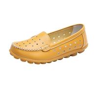 Sexy Docteur Femme en Cuir Creux à la Mode d'Été, Confortable et Léger Antidérapant, Chaussures de Maman Chaussons de Cuisinier, jaune, 40 EU
