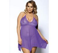 Sexy Ensemble Déshabillé "XL" Dentelle et Voile Mauve