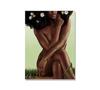 Sexy Femme Africaine Femme Art Moderne Posters Black Girl Girl Portrait Painting Print Images de décoration murale for le salon(Color:E,Size:40x60cm no frame)