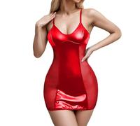 Sexy Femme Ensemble Lingerie Licou Dentelle Soutien-Gorge Culotte Ouverte Erotique ete Courte Fine Bretelles Robe Soutien Gorge Hot Bondage pour Combinaison Saint Valentin Lune de Miel Party