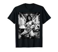 Sexy Girl Graphic Tee - Sexy Latina Bikini Model & Car BW T-Shirt
