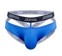 Sexy Jockstrap Homme Soie glacée Respirant lanières String Homme sous-vêtements Jockstraps (FR/ES, Alpha/Lettres, L, Taille Normale, Taille Normale, Bleu)