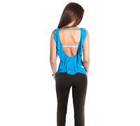 Sexy Koucla Haut disco avec strass (dos nu) Rouge/rose/blanc/turquoise - Turquoise - Taille Unique