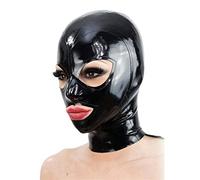 Sexy Latex Tête Couverture Le Noir Latex TêteMasque Cagoule en Latex, Yeux exposés Bouche exposée pour Le Jeu de rôle Party Club Wear, Fermeture éclair Ouverte