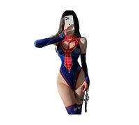 Sexy Lingerie Spider Zip Entrejambe Print Set Cosplay séduction