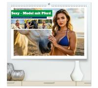 Sexy - Model mit Pferd (hochwertiger Premium Wandkalender 2027 DIN A2 quer), Kunstdruck in Hochglanz: Stilvoll, ästhetisch und voller Anziehungskraft.