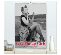 Sexy Pin-up Girls in schwarz-weiß (hochwertiger Premium Wandkalender 2026 DIN A2 hoch), Kunstdruck in Hochglanz: Kesse Pin-up-Girls im Stil der 40er- und 50er Jahre