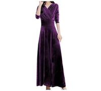 Sexy Robe Longue et Mince Tempérament Manches Longues Robe Automne pour Femmes Robe Rouge Courte Sexy, aubergine, XXXL