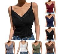 Sexy T Shirt Col en V Profond Femme - Haut Dos Nu Femme Chic Tee Shirt Grande Taille Dentelle Assembler Summer Top Plage Debardeur Soutien Gorge Integre Debardeurs Coton Décontractés Hauts Tops