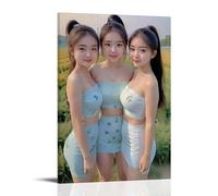 Sexy Three Sisters Girls Standing on The Field Canvas Print 30 x 45 cm