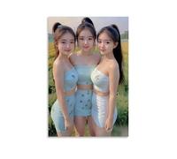 Sexy Three Sisters Girls Standing on The Field Canvas Print 50 x 75 cm