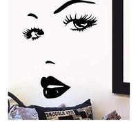 Sexy Vinyle Autocollants Salon De Beauté Lèvres Visage Fille Fille Stickers Muraux Chambre Art Déco Stickers Muraux Salon Décoration Murale 58X76Cm