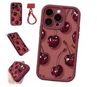 Sexy Wine Cherry Graffiti Phone Case,Wine Cherry Graffiti Full Protection Phone Cases,Creative Stylish Fruit Design Protective Covers for iPhone 12/13/14/15/16/17 Pro/Pro Max (for13 Pro)