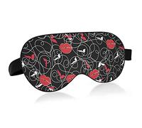 Sexy Woman Red Lips Floral Tracery Lines On Black Eye Masks Cover Blocks Light Sleep Mask Shade Cover Blindfold Relaxing Eyeshade Cover avec serre-tête réglable pour hommes femmes enfants