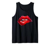 Sexy Women Red Lips T Shirt, Women Printed Oil Painting Lips Débardeur