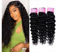 Sexycat Extensions de cheveux humains bouclés profonds 40,6 cm, 45,7 cm, 50,8 cm, 100 % non traités, extensions de cheveux vierges brésiliens ondulés couleur naturelle