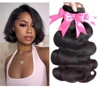 Sexycat Extensions de cheveux humains brésiliens vierges ondulés de 25,4 cm, 25,4 cm, 25,4 cm, tissage 100 % non traité, couleur naturelle