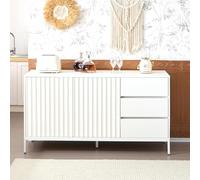 Seyakany Buffet Minimaliste Blanc de 1,5 m, Meuble de Rangement, Motif ondulé, étagères réglables, 3 tiroirs, adapté à la Cuisine, au Salon, au Couloir et à d'autres scènes Multiples