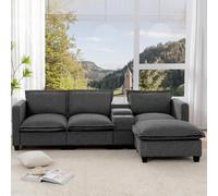 Seyakany Canapé 3 Places Relax Salon,canapé sectionnel avec Espace de Rangement,Port de Charge USB,Lampe de Lecture,Porte-gobelet,Canapé 3 Places en Chenille avec Repose-Pieds