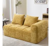 Seyakany Canapé Moderne 2 Place avec 2 Coussin, Canapé d'angle avec Poches latérales pour télécommande et téléphone Portable,Chaise Longue avec soigné et élégant,Aucun Assemblage nécessaire,Jaune