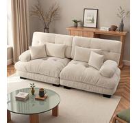 Seyakany Canapé modulable Moderne 2 Places,Canapé d'angle Cloud,canapé sectionnel Doubles avec 2 Coussins lombaires et 2 Coussins décoratifs,Chenille,Structure en Bois Massif,pour Salon,Café léger