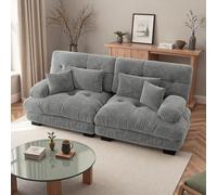 Seyakany Canapé modulable Moderne 2 Places,Canapé d'angle Cloud,canapé sectionnel Doubles avec 2 Coussins lombaires et 2 Coussins décoratifs,Chenille,Structure en Bois Massif,pour Salon,Gris